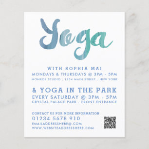 Prospectus 11,4 Cm X 14,2 Cm Classe de Yoga bleu moderne tendance