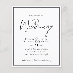 Prospectus 11,4 Cm X 14,2 Cm Classic Black and White Wedding Invitations BUDGET
