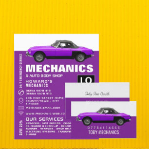 Prospectus 11,4 Cm X 14,2 Cm Classic Car, Auto Mechanic & Repairs Advertising