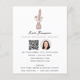 Prospectus 11,4 Cm X 14,2 Cm Code QR de l'agent de signature notariale Plume bo
