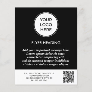 Prospectus 11,4 Cm X 14,2 Cm Code QR de l'entreprise avec logo noir personnalis