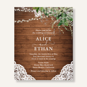 Prospectus 11,4 Cm X 14,2 Cm Code QR de mariage bon marché en bois rustique et