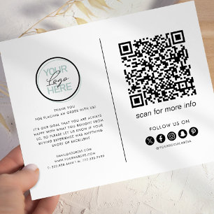 Prospectus 11,4 Cm X 14,2 Cm Code QR de remerciement d'entreprise