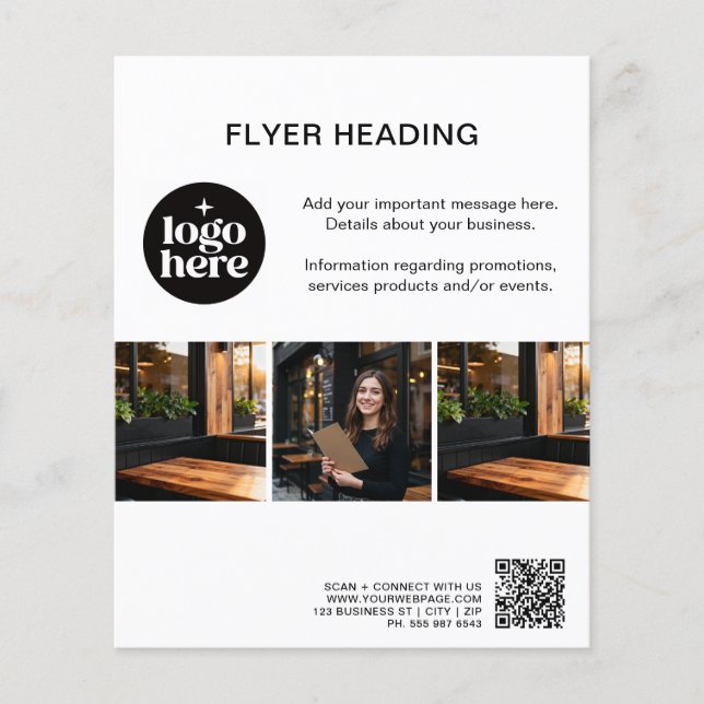 Prospectus 11,4 Cm X 14,2 Cm Code QR Logo Photos Personnalisés Entreprise Moder (Devant)