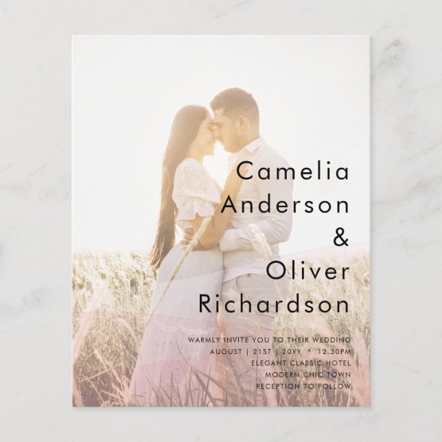 Prospectus 11,4 Cm X 14,2 Cm Code QR Mariage de superposition photo Ombre rose  (Devant)