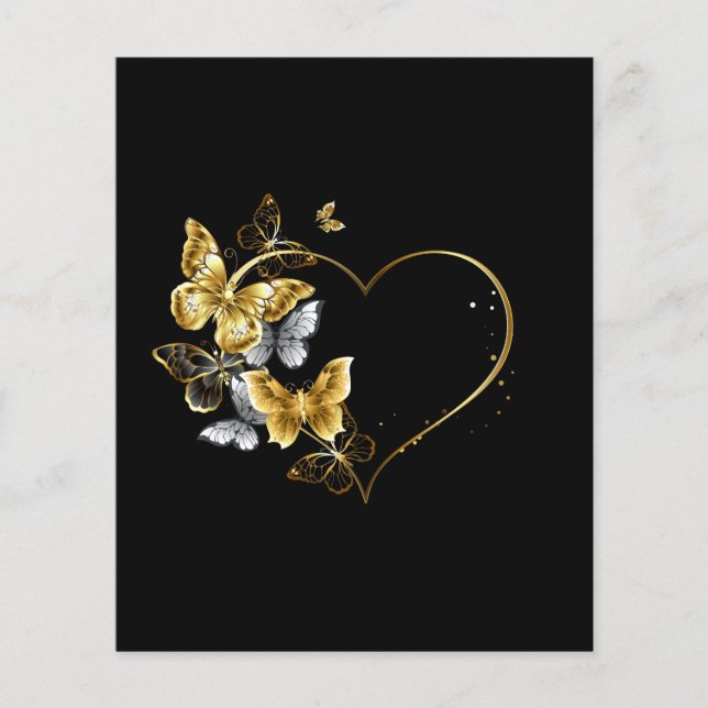 Prospectus 11,4 Cm X 14,2 Cm Coeur aux papillons d'or (Devant)