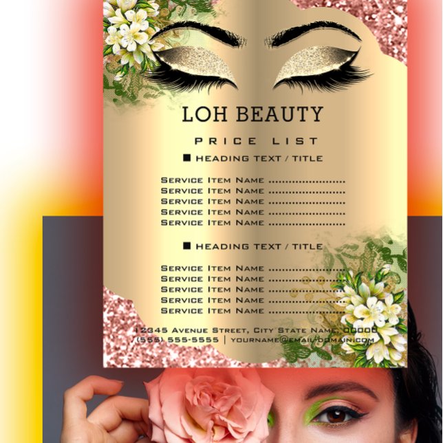 Prospectus 11,4 Cm X 14,2 Cm Coiffeur Eyelashes Maquillage Studio Tarifs (Hairdresser Eyelashes Makeup Studio Price List Flyer)