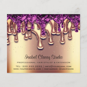 Prospectus 11,4 Cm X 14,2 Cm Coiffeur Styliste Ongles Confettis Dorés Gouttes