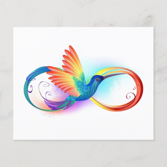 Prospectus 11,4 Cm X 14,2 Cm Colibri arc-en-ciel avec symbole Infinity (Devant)