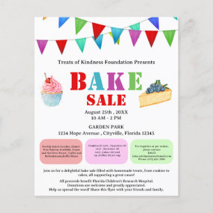 Prospectus 11,4 Cm X 14,2 Cm Collecte de fonds Colorful Bake or Cake Sale
