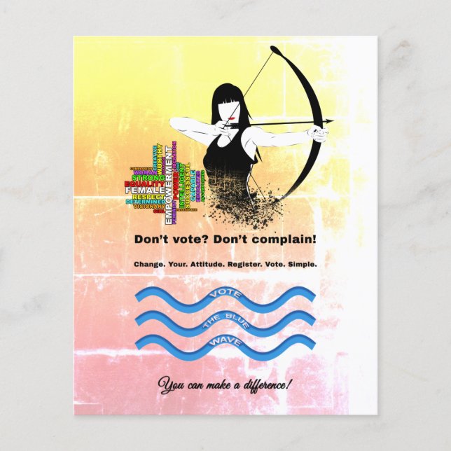 Prospectus 11,4 Cm X 14,2 Cm Combo Femme Archer, Femmes fortes, et Vote Blue (Devant)