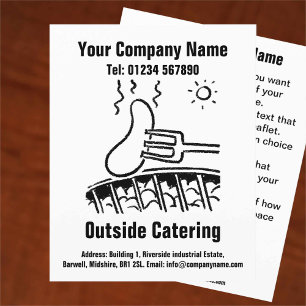Prospectus 11,4 Cm X 14,2 Cm Conception de flyer de catering extérieur dessin a