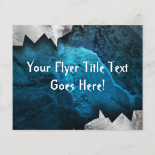 Prospectus 11,4 Cm X 14,2 Cm Conception de métal/pierre grunge bleue et argenté