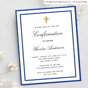 Prospectus 11,4 Cm X 14,2 Cm Confirmation de l'invitation budget bleu bleu roya