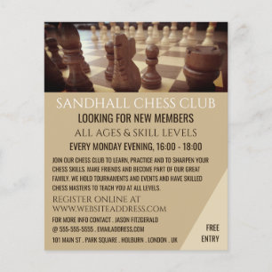 Prospectus 11,4 Cm X 14,2 Cm Conseil d'échecs, Club d'échecs Circulaire publici