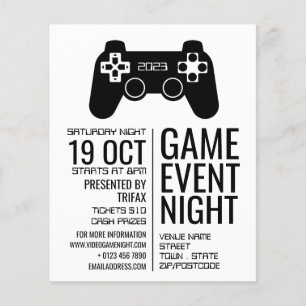 Prospectus 11,4 Cm X 14,2 Cm Contrôleur de jeu, Video Gamer Evénement Publicité