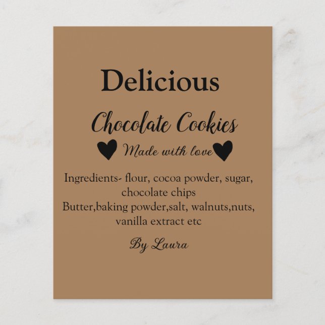 Prospectus 11,4 Cm X 14,2 Cm cookies au chocolat maison faits avec amour ajoute (Devant)