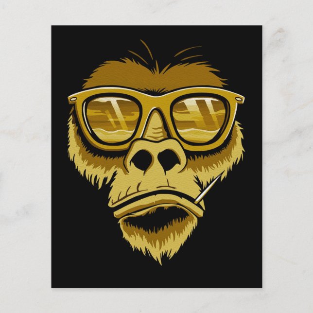 Prospectus 11,4 Cm X 14,2 Cm Cool Monkey Gorilla | Peinture pop moderne (Devant)