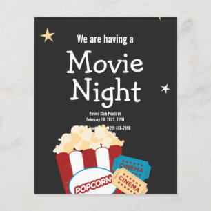 Prospectus 11,4 Cm X 14,2 Cm Cool Vintage Movie night Popcorn invitation