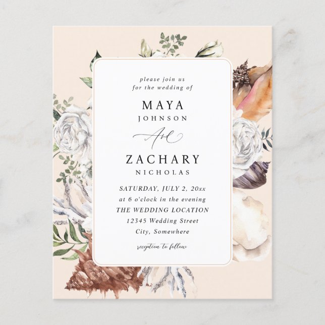 Prospectus 11,4 Cm X 14,2 Cm Coquillages budgétaires et Mariage floral blanc -  (Devant)