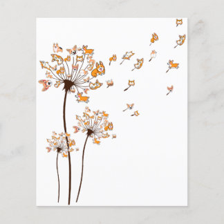 Prospectus 11,4 Cm X 14,2 Cm Corgi Flower Fly Dandelion Chemise mignonne Amoure