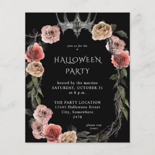 Prospectus 11,4 Cm X 14,2 Cm Couronne de Halloween budget rose noir floral Fête