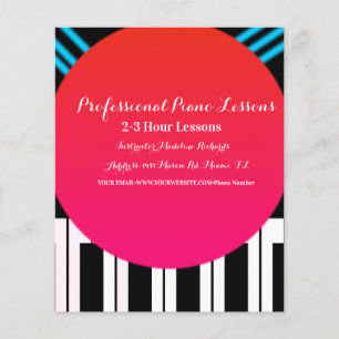 Prospectus 11,4 Cm X 14,2 Cm Cours de piano Professeur de clavier musical Tuteu