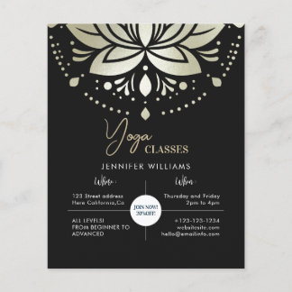 Prospectus 11,4 Cm X 14,2 Cm Cours de Professeur de Yoga Gold Lotus Mandala Noi