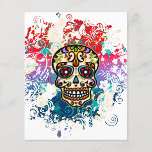 Prospectus 11,4 Cm X 14,2 Cm Crâne à sucre, Mexique, Dias de los Muertos