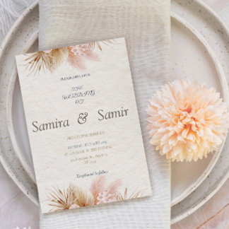 Prospectus 11,4 Cm X 14,2 Cm Cream Floral Rustic invitations de mariage