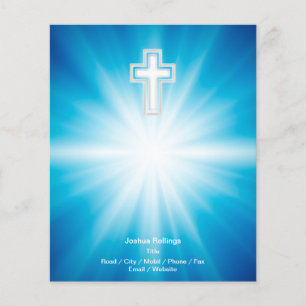 Prospectus 11,4 Cm X 14,2 Cm Croix chrétienne sur arrière - plan bleu