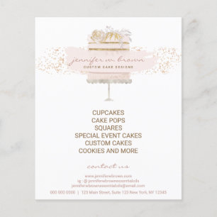 Prospectus 11,4 Cm X 14,2 Cm Custom Cakes Baker Event Patisserie Girly