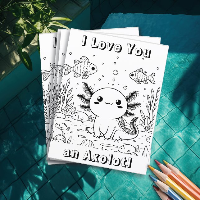 Prospectus 11,4 Cm X 14,2 Cm Cute Axolotl | Page de coloriage de l'enfant (Créateur téléchargé)