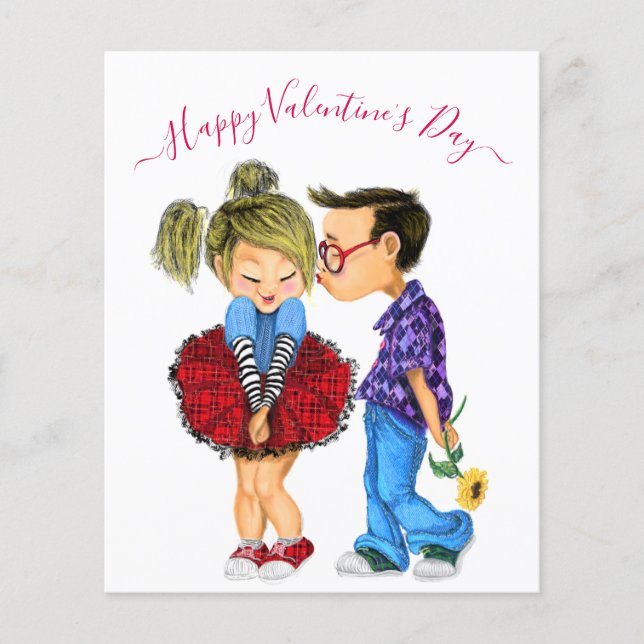 Prospectus 11,4 Cm X 14,2 Cm Cute Romantic Couple Love - Valentine's Day Kiss (Devant)