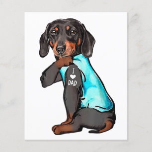 Prospectus 11,4 Cm X 14,2 Cm Dachshund Tattoo I Love Papa Funny Chien Dachshund