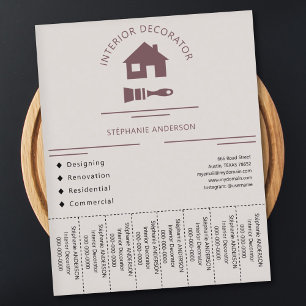 Prospectus 11,4 Cm X 14,2 Cm Décorateur intérieur Tear Off Striers Circulaire