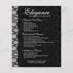 Prospectus 11,4 Cm X 14,2 Cm Dentelle Florale Blanche Sur Damas Noires