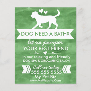 Prospectus 11,4 Cm X 14,2 Cm Dépliant de toilettage pour chien vert tendance - 