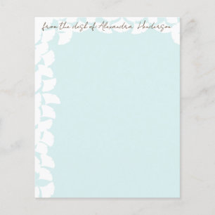 Prospectus 11,4 Cm X 14,2 Cm Dépliant feuille de ginkgo blanche bleue aqua