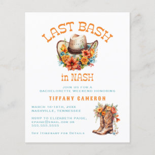 Prospectus 11,4 Cm X 14,2 Cm Dernier Bash Nash Cowgirl Enterrement de Vie de Je