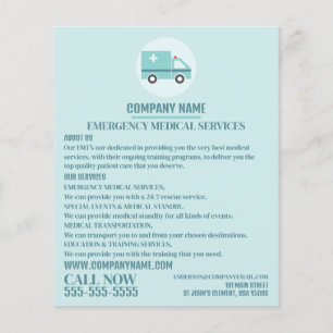 Prospectus 11,4 Cm X 14,2 Cm Design élégant Ambulance, EMT, Paramedic Advert