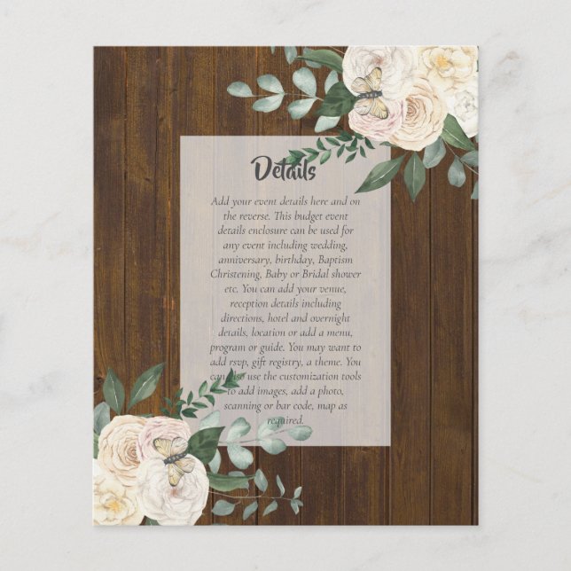 Prospectus 11,4 Cm X 14,2 Cm DÉTAILS DES ÉVÉNEMENTS BUDGÉTAIRES - Roses blanche (Devant)