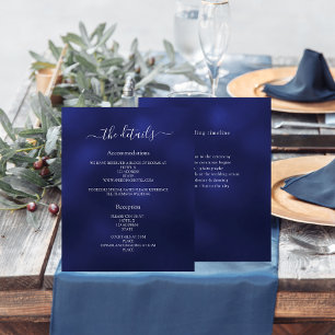 Prospectus 11,4 Cm X 14,2 Cm Détails du programme de mariage bleu marine