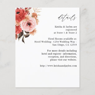 Prospectus 11,4 Cm X 14,2 Cm Détails floraux rose et rose rouge Budget