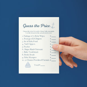 Prospectus 11,4 Cm X 14,2 Cm Devinez le jeu de Baby shower de prix thème nautiq