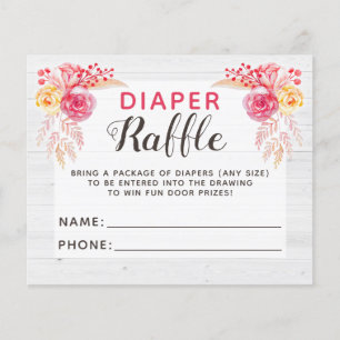 Prospectus 11,4 Cm X 14,2 Cm Diaper Raffle Shabby Chic Rustic Baby shower Jeu