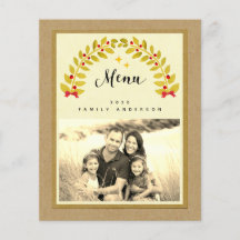 dîner de noël rustique menu modèle