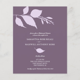 Prospectus 11,4 Cm X 14,2 Cm Dîner de répétition budgétaire Invitations violett