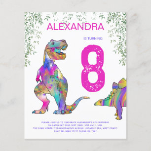 Prospectus 11,4 Cm X 14,2 Cm Dinosaur Anniversaire fête budget rose