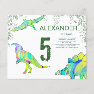Prospectus 11,4 Cm X 14,2 Cm Dinosaur coloré budget de fête d'anniversaire
